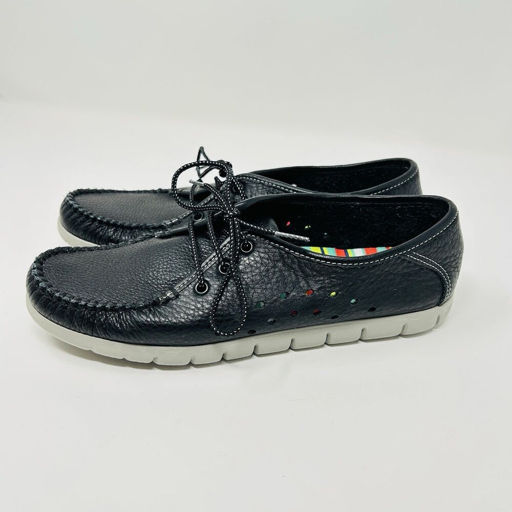 SAS Women's Breezy Lace-up Black Moccasin Side Perforated Shoes Size 6 S